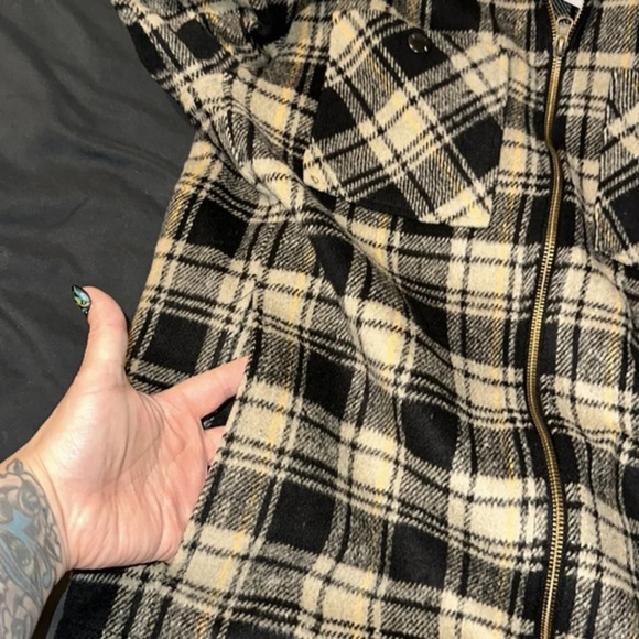 WeSC Jacket American Liam Plaid Sherpa Shacket Zip Up Flannel New w Tags Size L - Picture 5 of 6